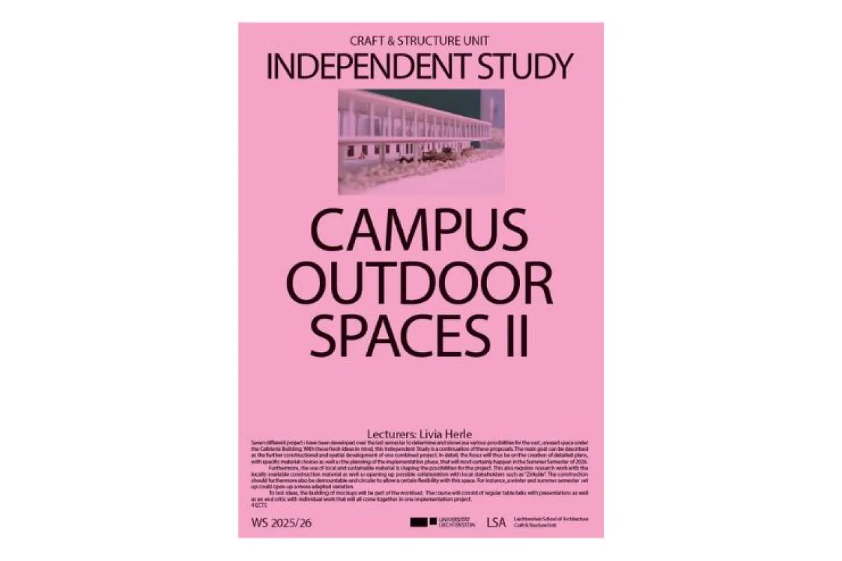 Rosafarbenes Poster zur Individual Study Campus Outdoor Spaces II 