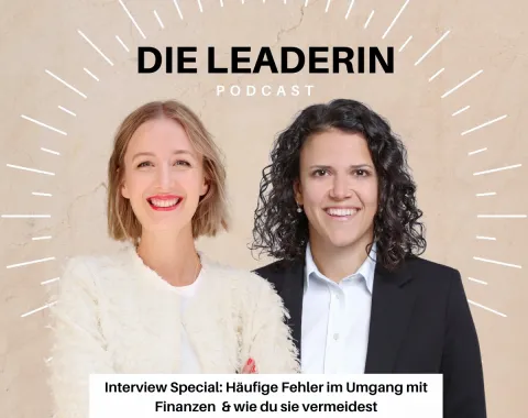 Podcast Cover zu Leadership und Finanzen mit zwei Referentinnen und Titelgrafik